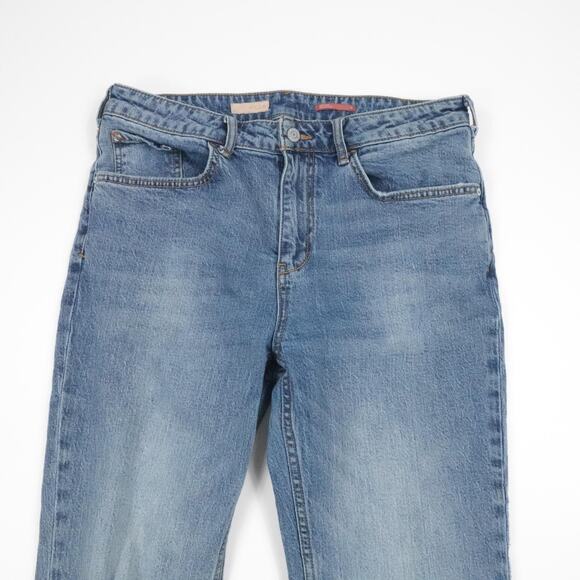 Pilcro Jeans Womens 31 Blue Flare Distressed Knee Stretch Denim Urban Outfitters - Picture 2 of 16